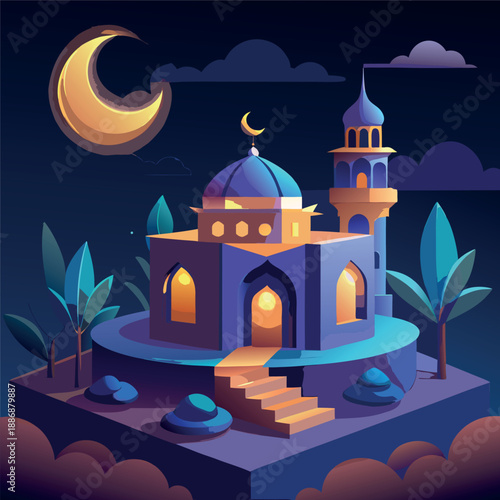 ramadan dark night with moon illustration