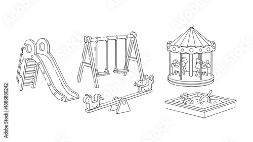 Playground Dreamscape: A charming array of playground equipment comes to life, ready to ignite imagination and adventure. 