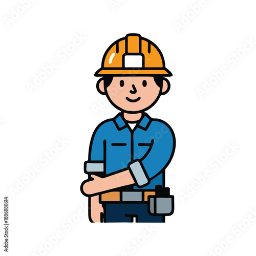 vector of civil construction worker happy work