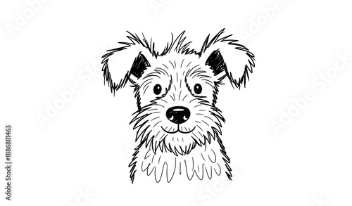 Scruffy dog hand drawn sketch vector illustration in playful cartoon style isolated on white
