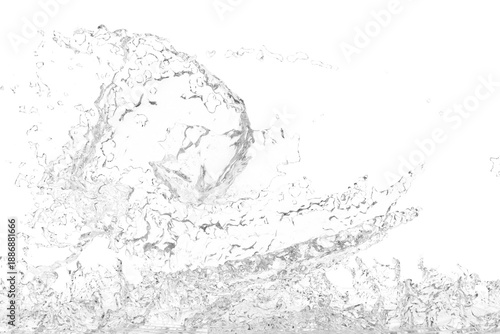 Photos A dynamic, intricate water splash, frozen mid-motion, revealing countless drople