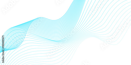Abstract blue smooth wave on a white background. Glowing waveform frequency futuristic energy sound waves technology concept background. Energy technology concept modern backdrop design for business.