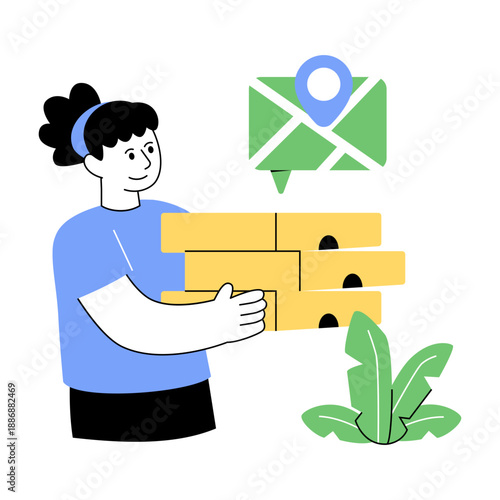 Editable design illustration of pizza delivery location 
