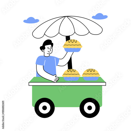 A unique design illustration of street food cart