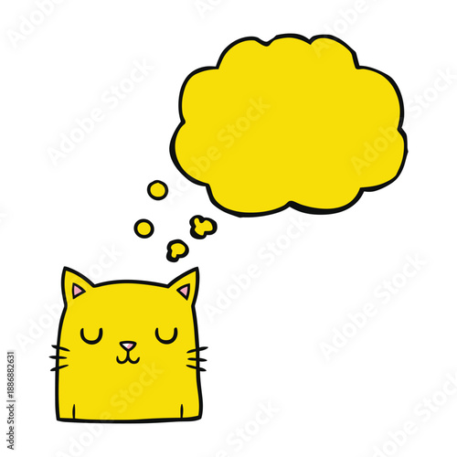 Cartoon cat with thought bubble