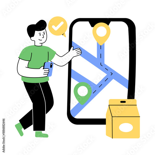 Editable design illustration of food delivery location 