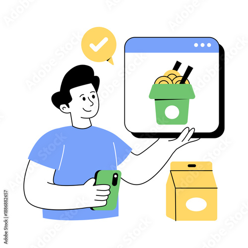 An illustration design of online noodles order 