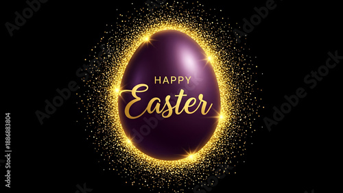 Easter egg greeting with golden accents