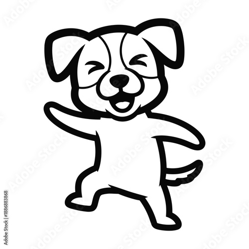 Happy cartoon dog dancing with joy and excitement