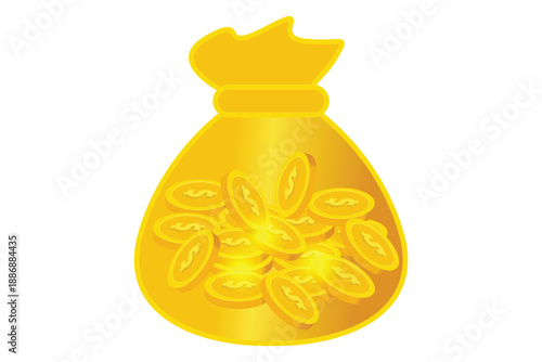 gold coin Money savings illustration, Simple money bag icon bingo jackpot win casino poker coins vector 3D transparent baground