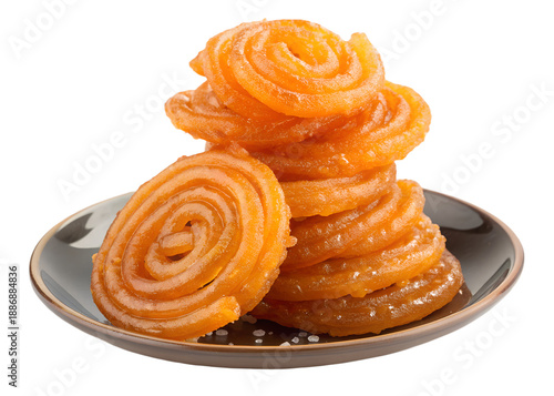 Golden Bangladeshi Jilapi Jalebi Spirals Isolated on Transparent Background