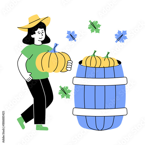 A premium download illustration of pumpkin barrel 