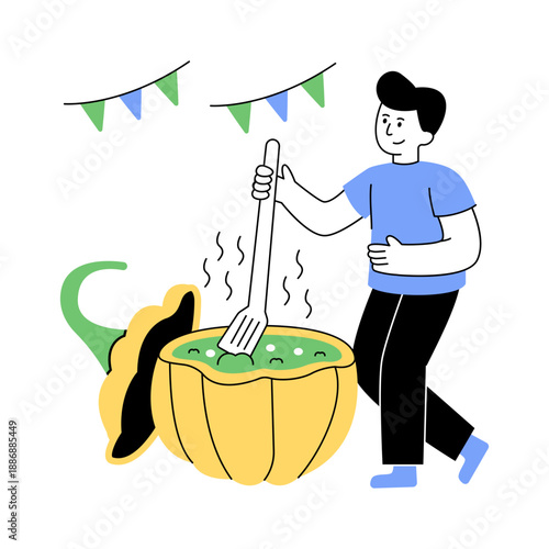 Trendy design illustration of pumpkin soup