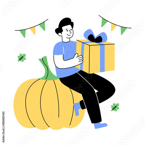 Modern design illustration of thanksgiving gift 