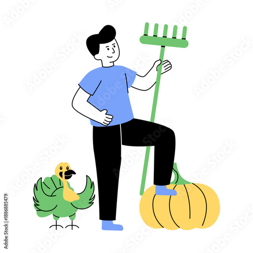A colored design illustration of farmer 