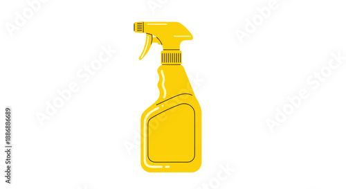 Solid yellow plastic spray bottle with a trigger nozzle for cleaning or gardening isolated on a white background.
