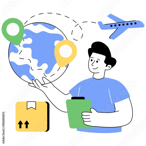 A perfect design illustration of global delivery