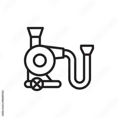 Sawdust extractor icon. Workshop safety and air filtration, representing industrial dust collection, cyclonic wood chip removal, HEPA vacuum systems, and professional woodworking environment control.