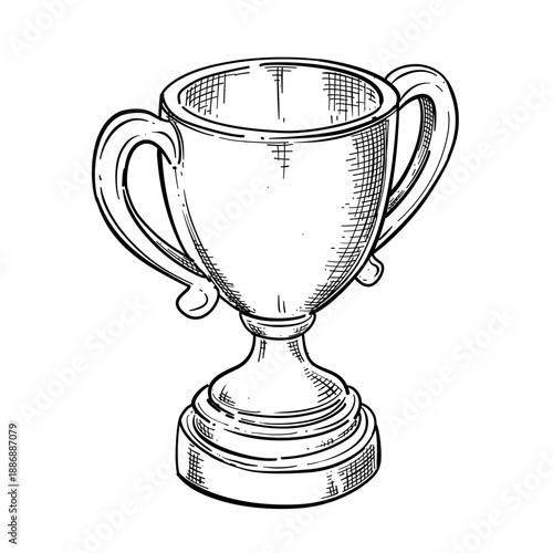 Trophy Cup Vector Line Art Hand Drawn Illustration