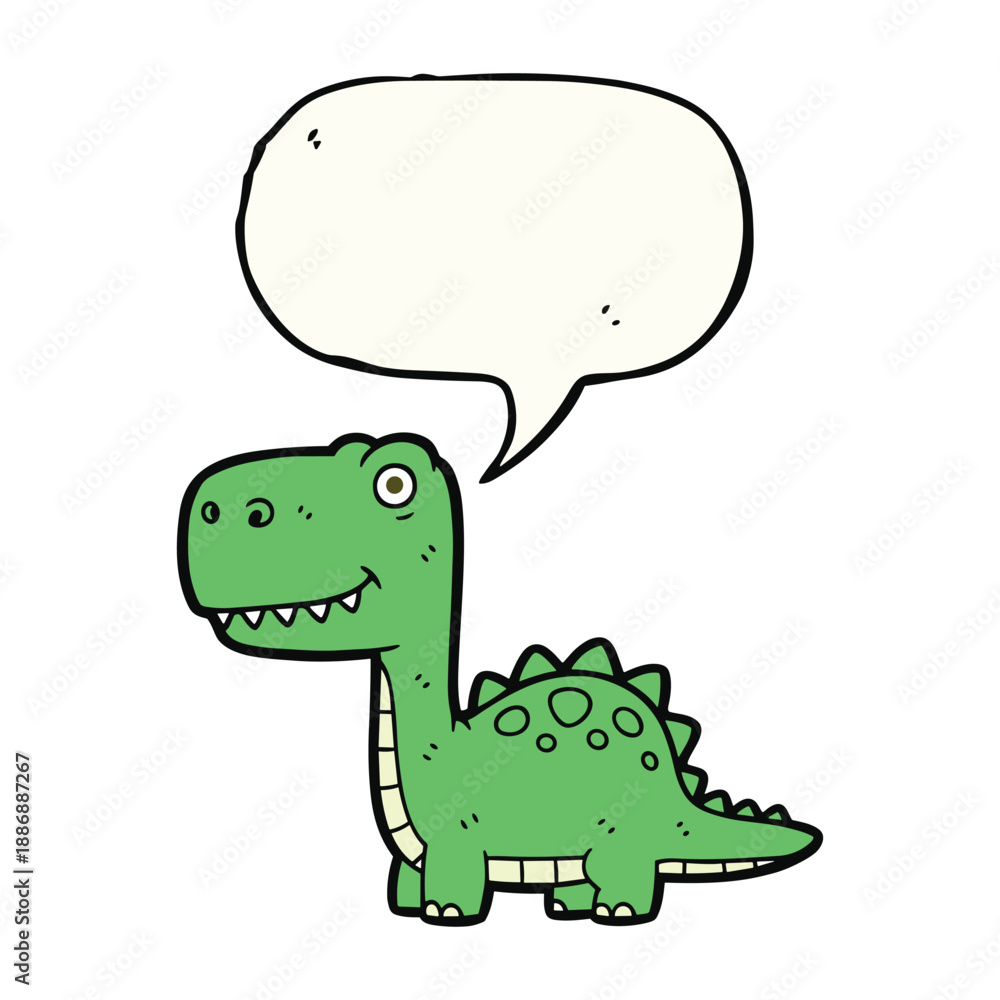 Obraz premium Cartoon dinosaur with speech bubble