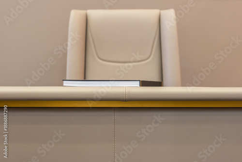 Refined corporate environment featuring plush seating and sleek furnishings