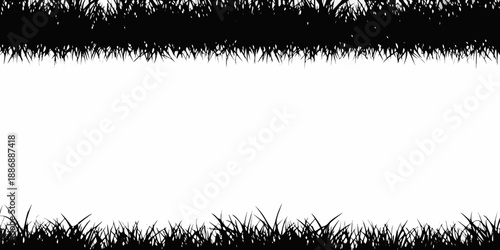 A stark contrast black grass against a brilliant white background