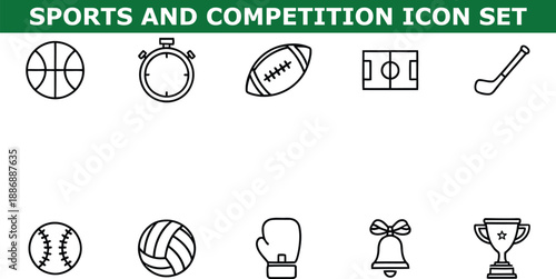 A set of sports and competition icons on a white background