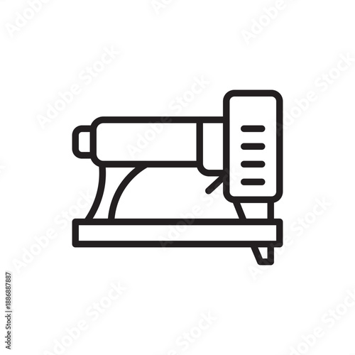 Pneumatic nail gun icon. High-speed fastening and professional carpentry, representing air-powered nailers, industrial framing tools, automated furniture assembly, and precision construction hardware.