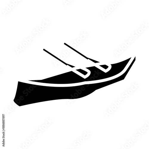 vector illustration of a canoe glyph icon
