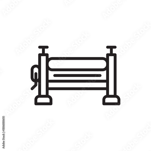 Laminate press icon. Surface bonding and panel manufacturing, representing industrial cold presses, hot-press veneer application, high-pressure lamination, and professional furniture production.