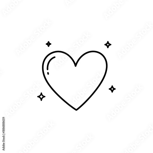 Clean Outline Heart Shape With Sparkles For Romantic Celebration And Valentine Day Design Elements