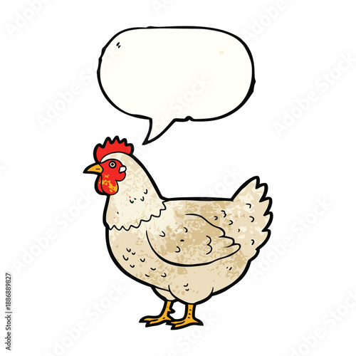 Cartoon chicken with speech bubble