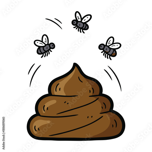 Flies attracted to pile of feces
