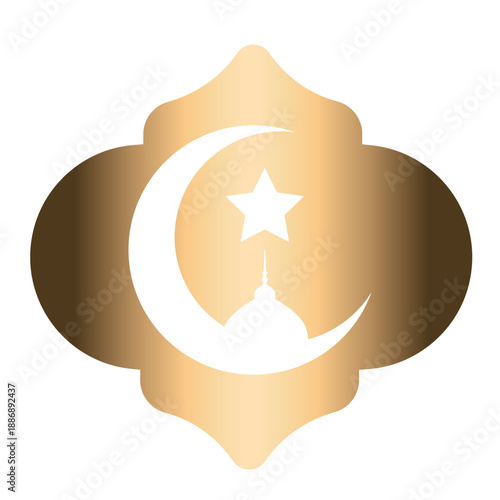 Eid Mubarak calligraphy greetings. Eid al-Fitr or Al-Adha greetings with colorful border. Translation: "Celebration day of Muslims after fasting month."