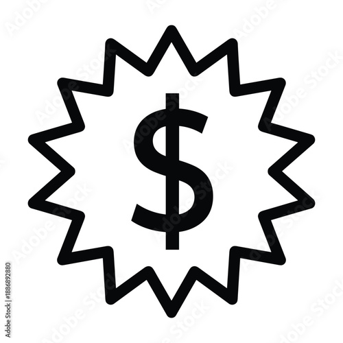 Dollar sign inside starburst shape