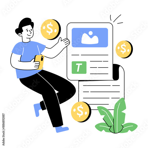 Trendy design illustration of paid content 