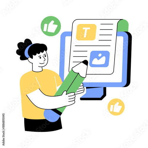 Conceptual flat design of online content writing