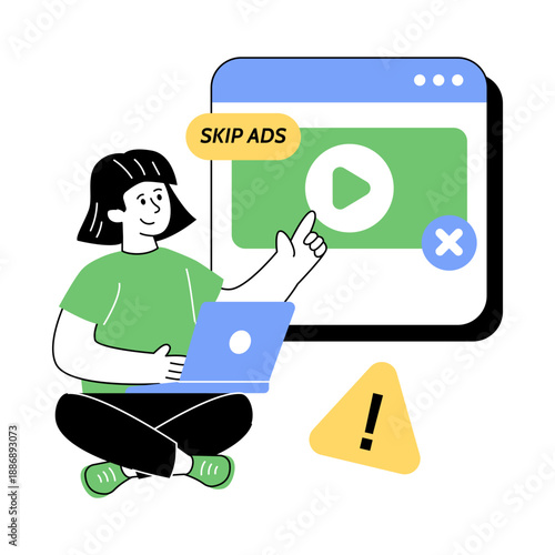 Skip ad illustration, editable vector 