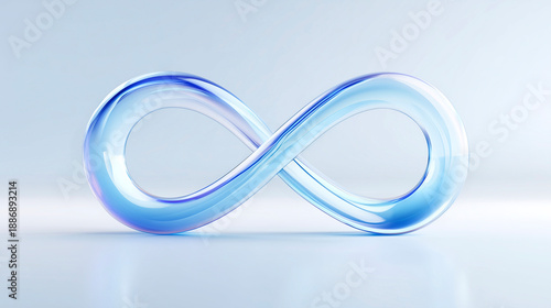 透明な素材の無限大記号・クリーンで未来的なイメージ