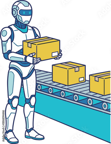 Humanoid Robot Transporting Cardboard Boxes in Automated Logistics