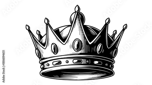Regal crown illustration with ornate design and symmetrical structure