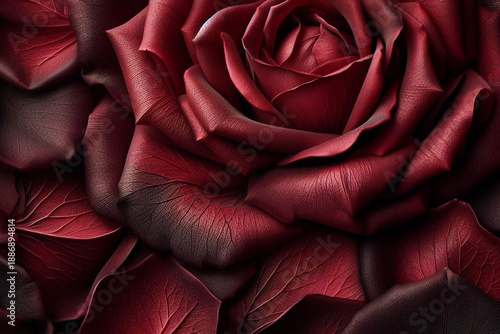 Background Texture of Deep Red and Burgundy Rose Petals Close-up