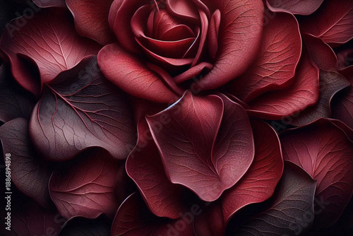 Background Texture of Deep Red and Burgundy Rose Petals Close-up