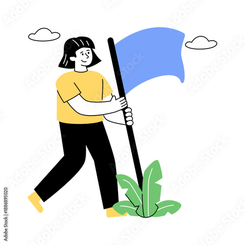 Conceptual flat design illustration of mission accomplished