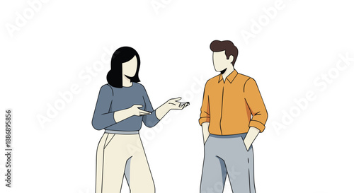 Two individuals are engaged in a casual and friendly conversation, possibly discussing ideas or plans.