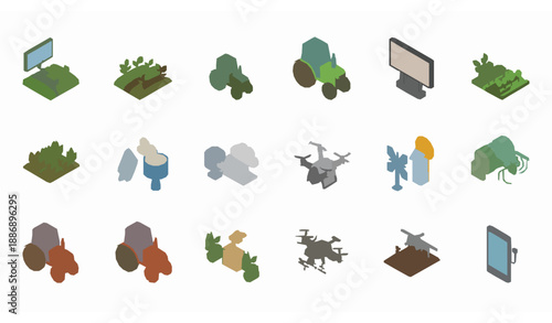 Smart farming flat icons vector collection with editable stroke for modern agribusiness