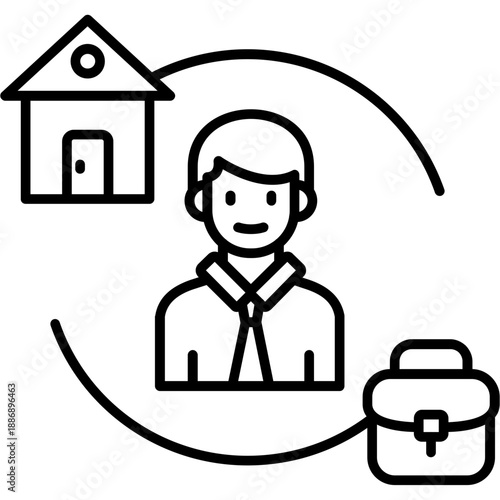 Hybrid Work Outline Icon