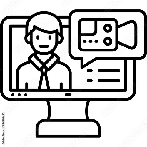 Video Meeting Outline Icon