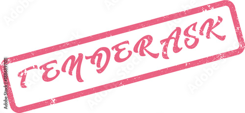Distressed pink Tenderask rubber stamp impression for important documents and official notifications