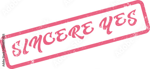 Sincere Yes Message Rubber Stamp with Grunge Effect for Genuine Affirmation